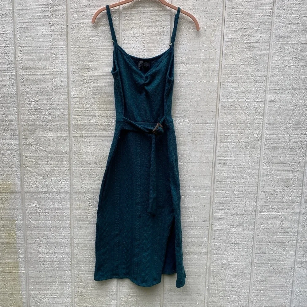 Luna Chix Forest Green Cable Knit Sleeveless Sweater Dress Size Medium
